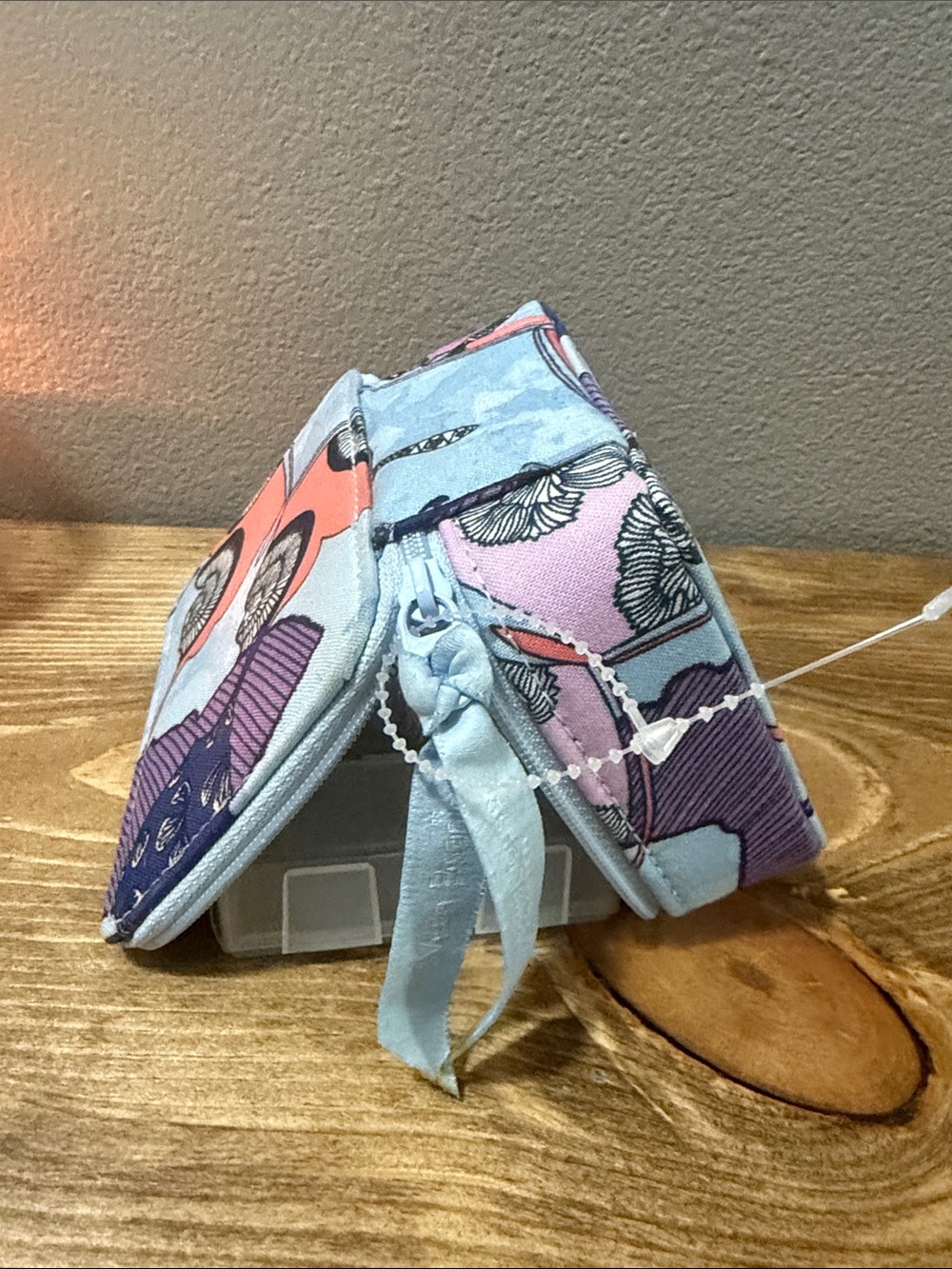 Vera Bradley Light Blue Cosmetic Case with Purple and Coral Floral Accents - Picture 5 of 5